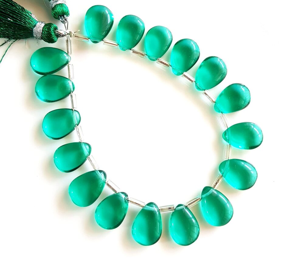 2065 Emerald Quartz Gemstone Smooth Pear Shape Beads for DIY Jewelry Making